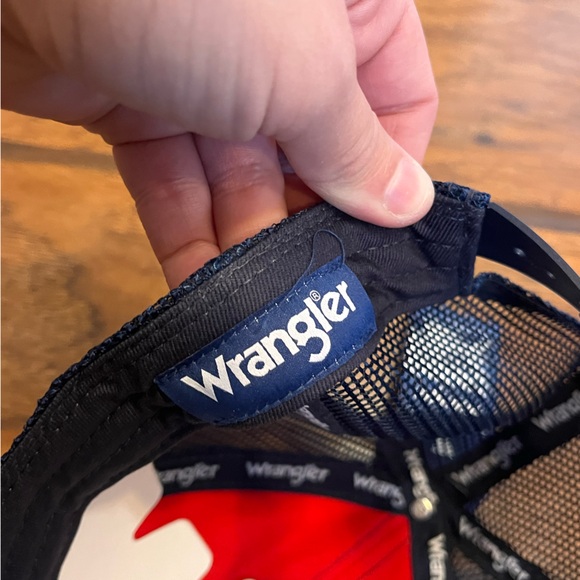 Wrangler hat men’s adult one size USA flag patch gray blue SnapBack mesh America - Picture 6 of 8